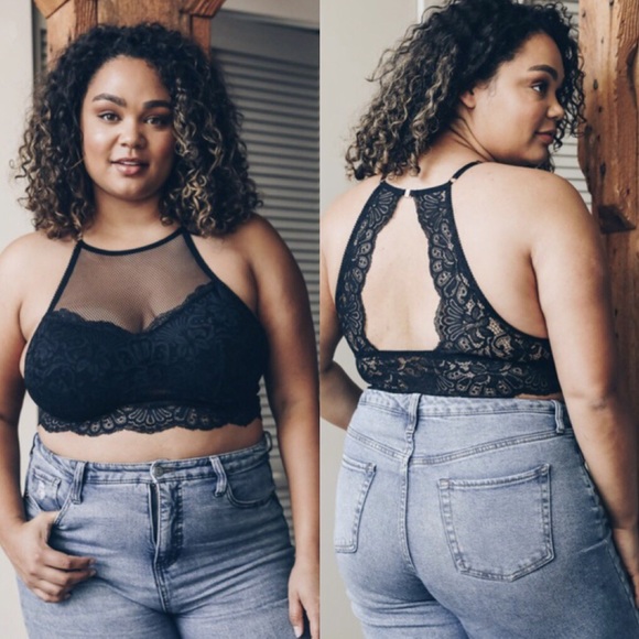 Other - PLUS SIZE!!!   High Neck Lace Bralette